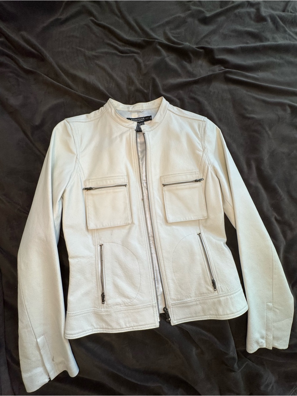 Rampage White Leather Zip-Front Jacket